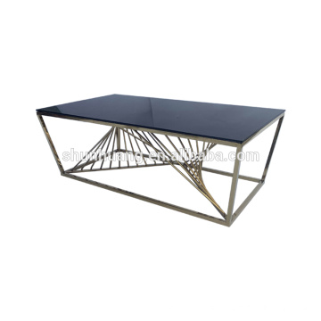 Practical design houseroom furniture rectangle shape stainless steel coffee table